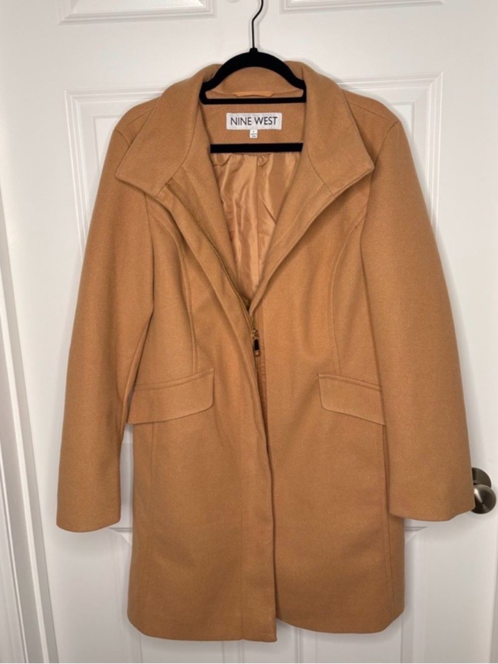 Nine West Camel Tan Wool-Blend Pea Coat